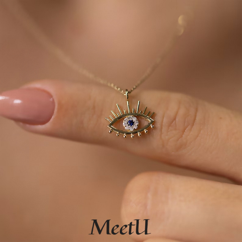 สร้อยคอลมSterling 925 ออกแบบศิลปะตาแดงและเพทายฝัง ตกแต่งด้วยเพชรสังเคราะห์ในสไตล์กระดูก