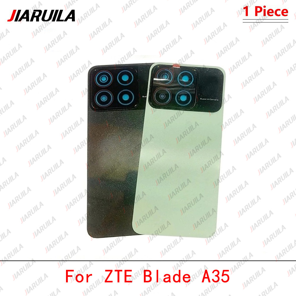 พร้อมโลโก้ + เลนส์สําหรับ ZTE Blade A35 ฝาหลังกระจกด้านหลังแบตเตอรี่เปลี่ยนเคสประตู