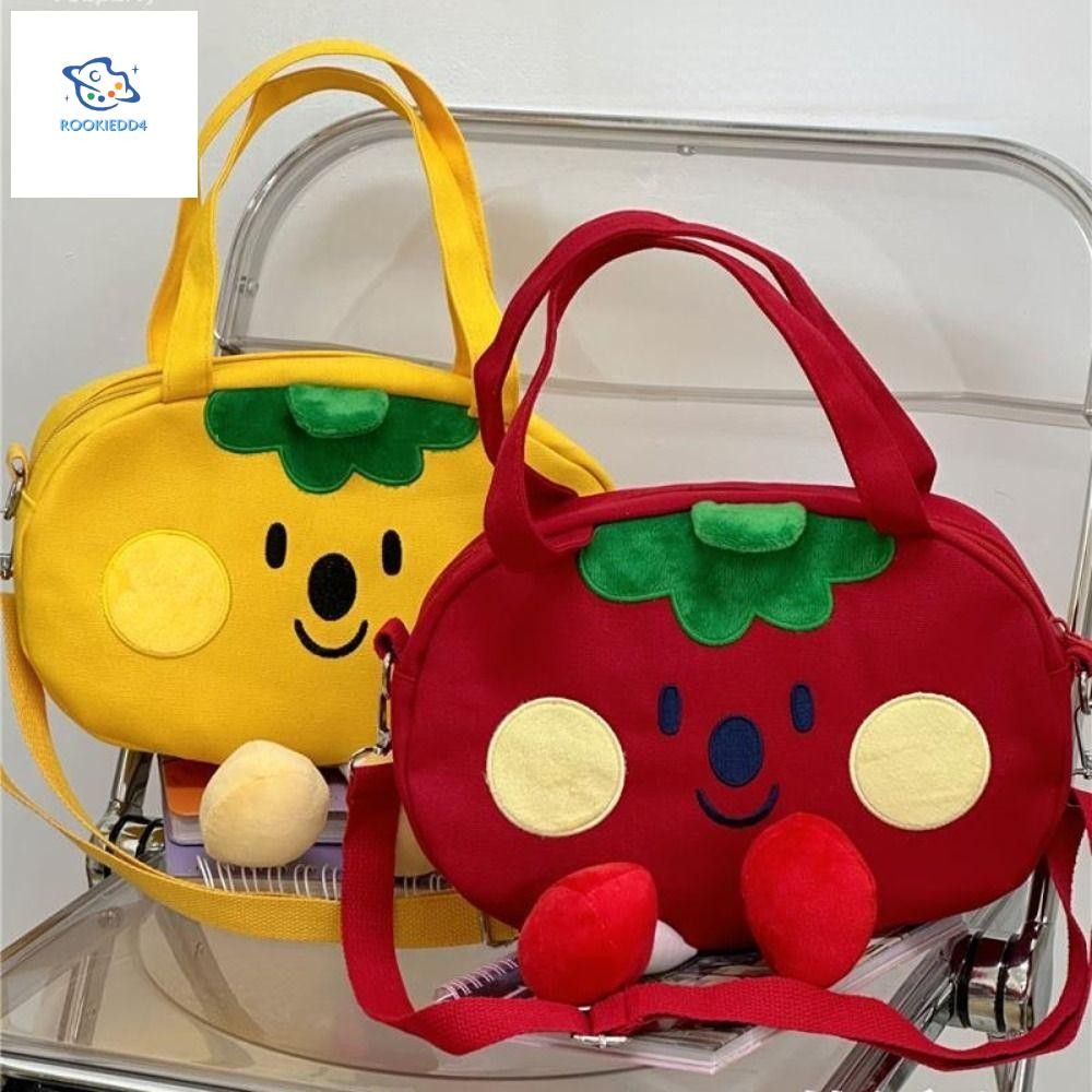 ROOKIEDD4 Tomato Messenger Bag, Large Capacity Tomato Student Tote Bag, Kawaii Canvas Phone Bag Case