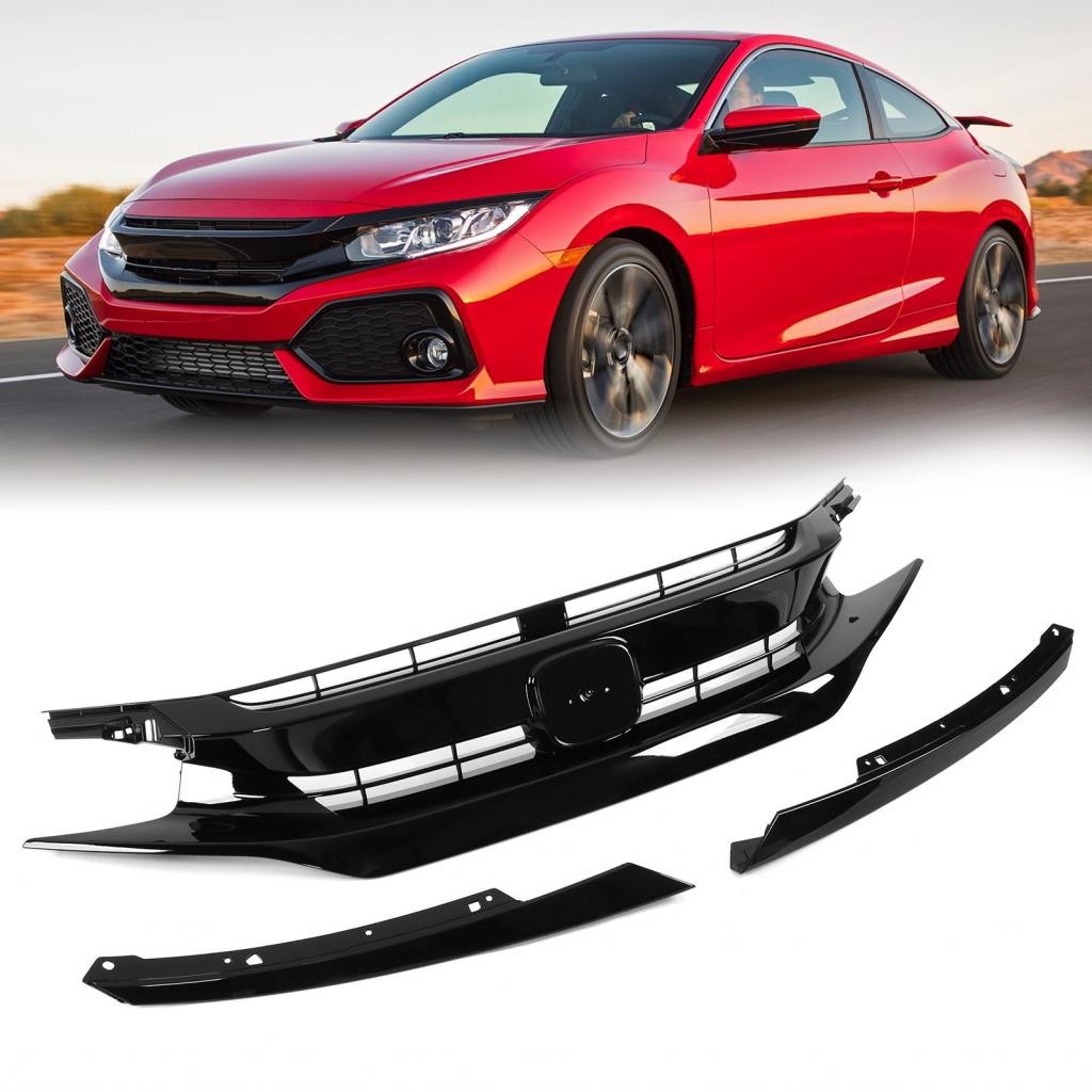 ตะแกรงดําเงากระจังหน้าสําหรับเปลี่ยนสไตล์ Honda Civic FC/FK Si