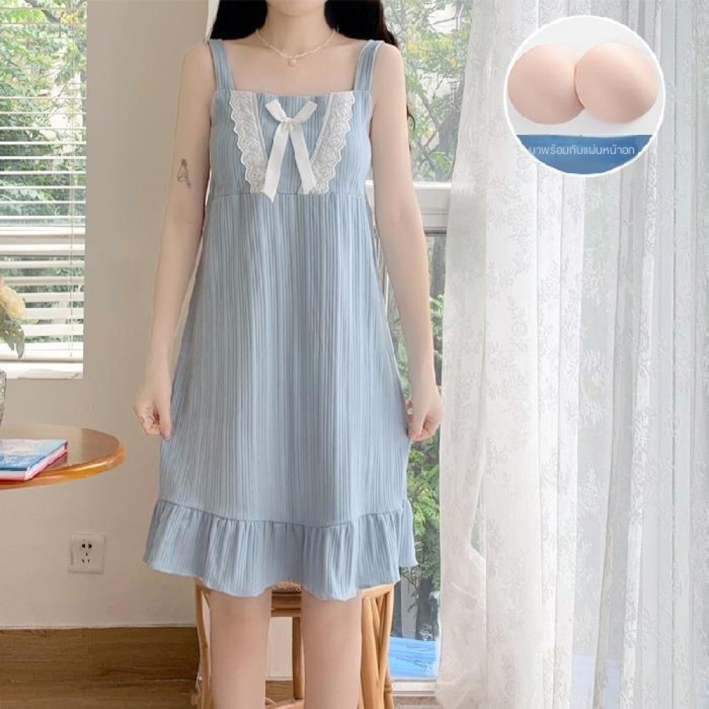 ส่งของทันที ชุดนอนไม่ได้นอนสาวอวบไซส์ใ ชุดนอนเซ็กซี่น่ารัก ชุดนอนกระโปรงไซส์ใหญ่แขนกุด Lzboi-11 ✨b_o