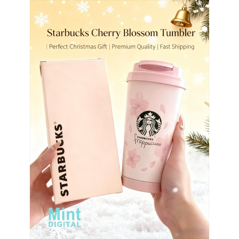Starbucks Cup 2025 Sakura World Coffee Cup ใหม่ High-Looking Car-mounted Direct Drinking Stainless Steel Insulated Tumbler Christmas