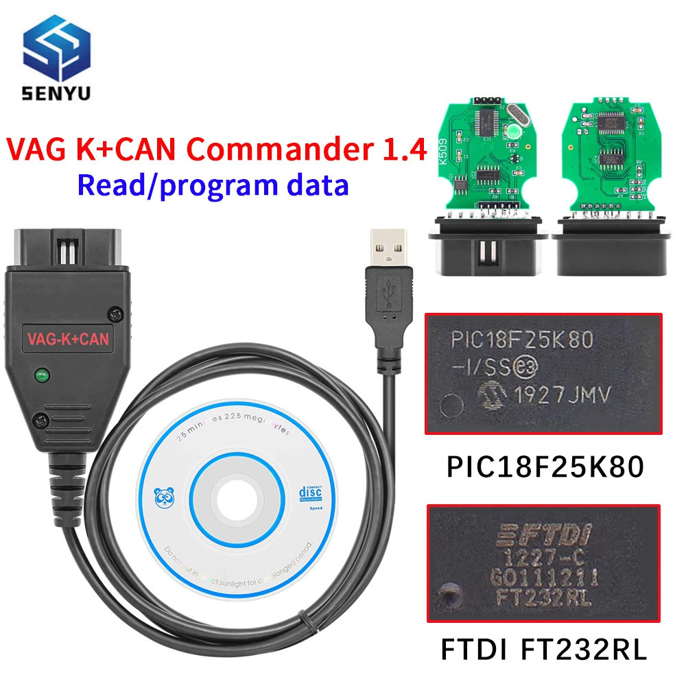 VAG K + CAN Commander 1.4 PIC18F25K80 FTDI FT232RL OBD 2 Auto Car Diagnostic Scanner เครื่องมือสายเค