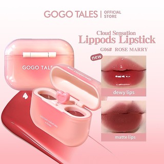 [BEST SELLER]GOGO TALES LipPods AirPods Lipstik Cloud Sense Dual Colour Lipcream viral Matte Velvet Jelly Lip Combo Lipstick Ombre Kosmetik Lip Gloss Lip Tint Anak Sekolah GT621
