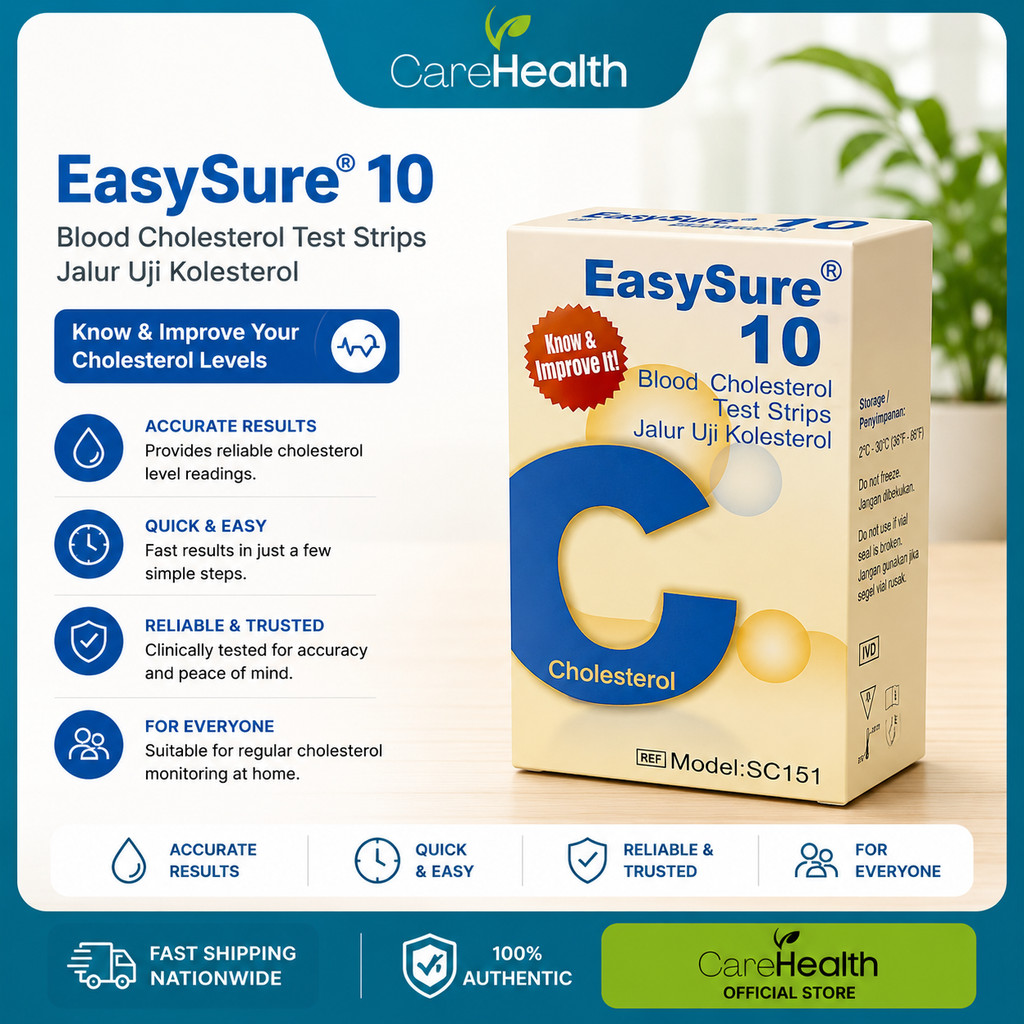 EASYSURE CHOLESTEROL TEST STRIPS 10S (กล่อง) (EXP:01/2028)