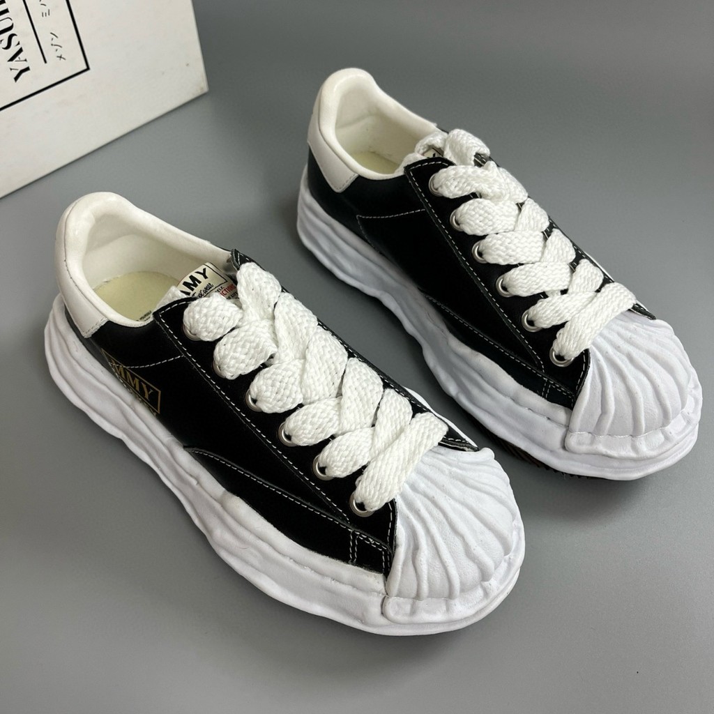 Mihara Kangyu MMY ละลายรองเท้า Shell Toe หนาSoled Heightened ของแท้หนังรองเท้าผ้าใบลําลอง