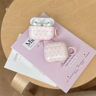สีชมพูลายจุดสําหรับ Airpods4 Airpods 1/2 3 Pro Pro2 pro3 หูฟังไร้สายบลูทูธป้องกันกรณี AirPods Pro i3 i4 pro3 หูฟังป้องกันกรณี