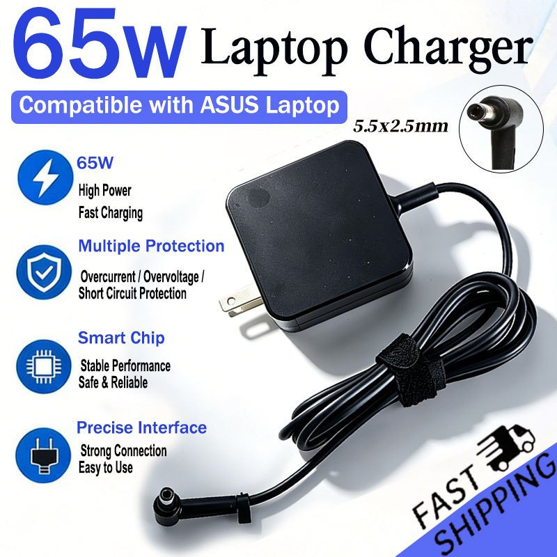เครื่องชาร์จแล็ปท็อป Asus 65W 19V 3.42A 5.5x2.5mm AC Adapter, เข้ากันได้ U56E X555L X551M X53U X550C Q551L