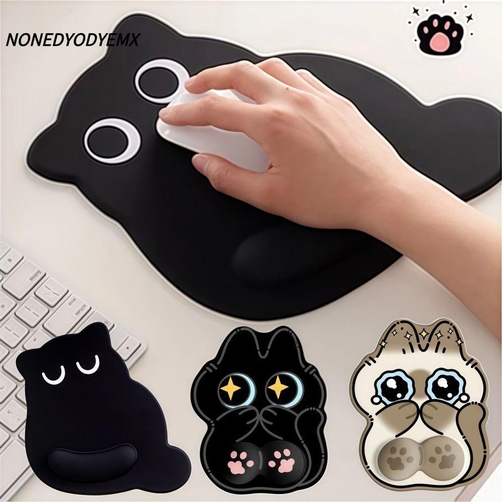 NONDYOMX Rest พิมพ์ Pad, แผ่นรองเมาส์นุ่มลื่น, ความคิดสร้างสรรค์ Big-eye Cat Dirt-resistant สบาย Ergonomic Mouse Pad สําหรับสํานักงานคอมพิวเตอร์