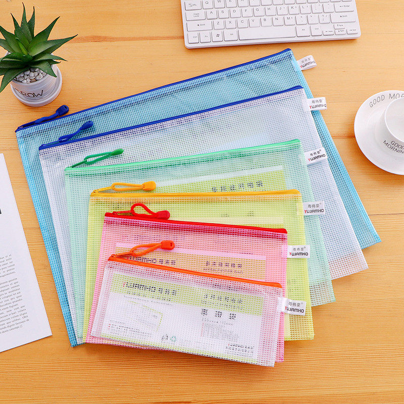 10 ชิ้นแพ็ค A3/B4/A4/B5/A5/A6/B6 ตารางซิปแฟ้มกระเป๋ากันน้ําหนาใบเสร็จรับเงินการจัดเก็บข้อมูล