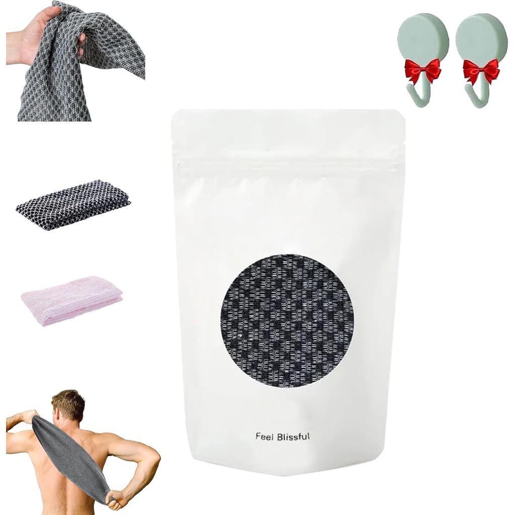 Bousalutend Exfoliating Shower Towel, Datactively Exfoliating Towel, Dual-Texture Exfoliating Cloth,