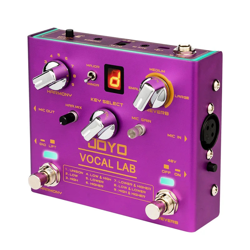 JOYO R-16 VOCAL LAB Vocal Effect Pedal รองรับประเภทไมโครโฟน 9 เอฟเฟกต์เสียงร้องพร้อมสวิตช์ Harmony แ
