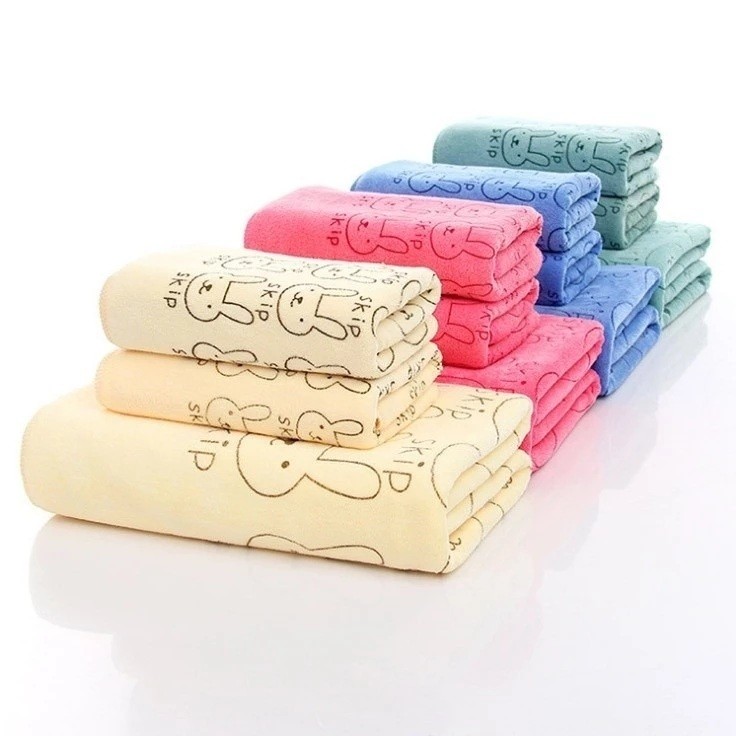 AM BATH TOWEL SET 3 IN 1 CUTE RABBIT MOTIF 60 X 130 CM WEDDING GIFT SOUVENIR