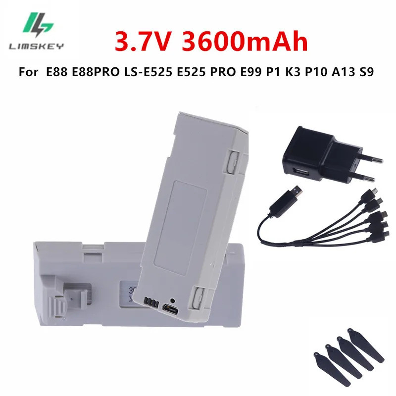3600mah อัพเกรด 3.7V แบตเตอรี่สําหรับ E88 E88PRO LS-E525 E525 PRO E99 P1 K3 P10 A13 S9 RC Drone RC Q