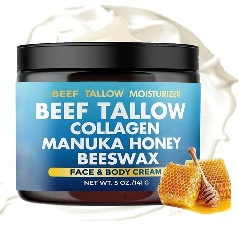 Soelegant Beef Tallow Collagen Manuka Honey Beeswax, Beef Tallow For Skin, 7 in 1 Moisturizing Grass