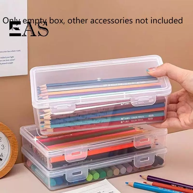 [EA] 1PC Storage Organizer กล่องขนาดใหญ่ความจุกล่องดินสอพลาสติก Staable โปร่งแสงกล่องปากกาใสอุปกรณ์สํานักงาน TH