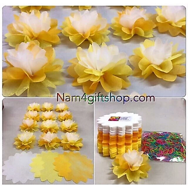กระดาษสาห่อเหรียญโทนเหลืองมี300แผ่นยาง1ห่อนำไปห่อได้100ดอก