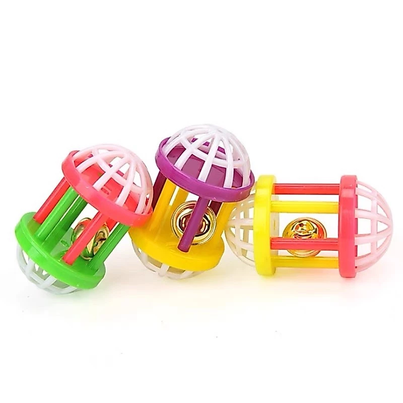E-19 ของเล่นนกแก้วลูกบอลหลากสี ข้างในลูกบอลมีกระดิ่ง ลูกบอลฝึกนกแก้ว 7*4cm