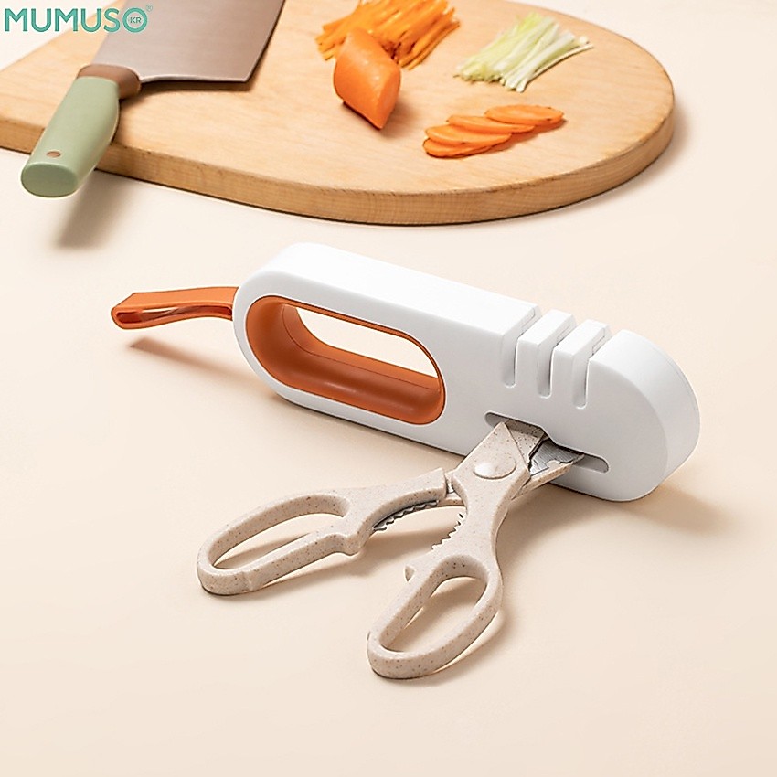 mumuso เครื่องลับมีด Knife Sharpener ใช้ลับได้ทั้งมีดและกรรไกร ที่ลับกรรไกร เครื่องลับมีดขนาดเล็ก ที่ลับมีด แบบ 3 ช่อง