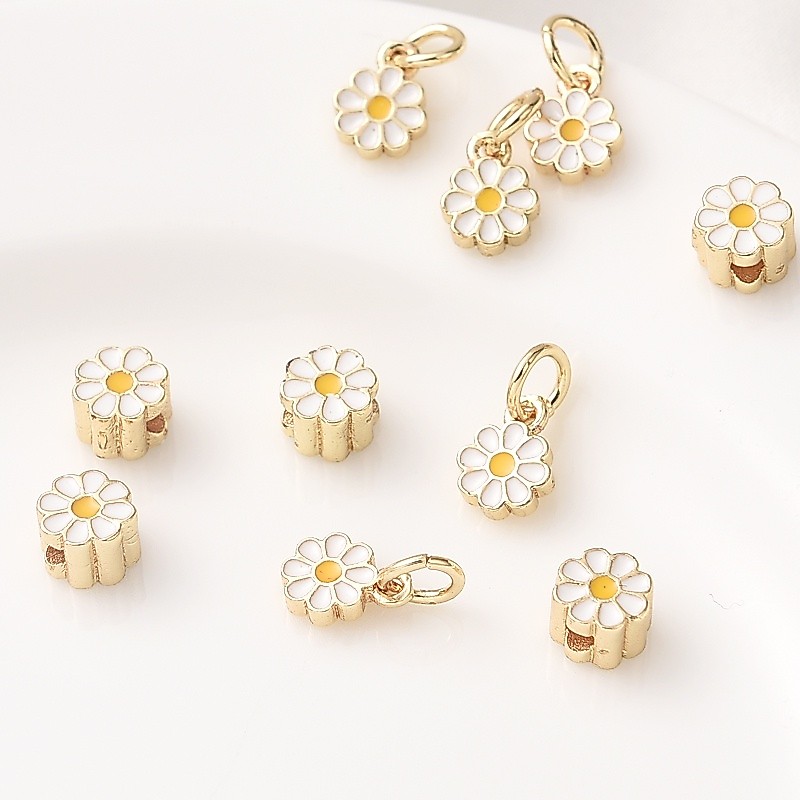 Septum Bead diy 14K Gold-Packed Color Preseration Dripping Oil Daisy Handmade