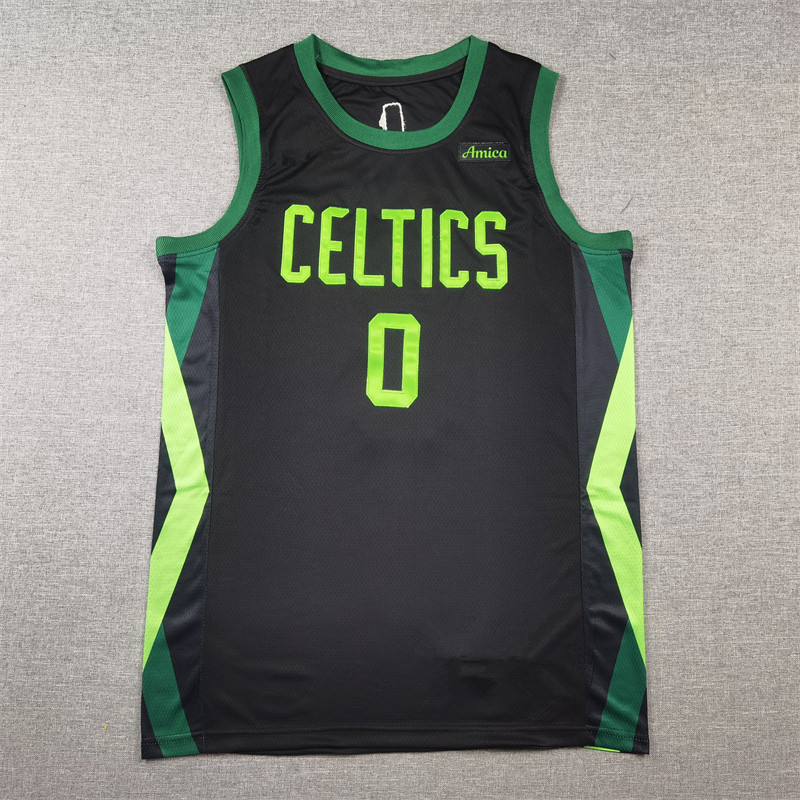 2025 เซลติกขายดี เบอร์ 0 Tatum City เสื้อบาสเก็ตบอลสําหรับผู้ใหญ่ปักสีดําสไตล์ใหม่