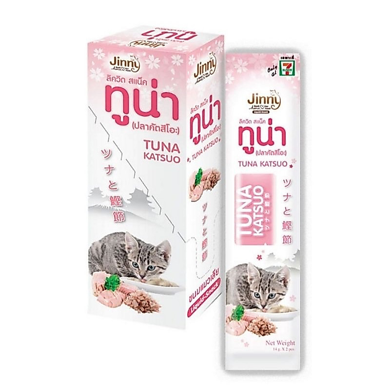 Jinny ขนมแมวเลีย รสทูน่าและปลาโอ (1 แพ็ก 6 ชิ้น)