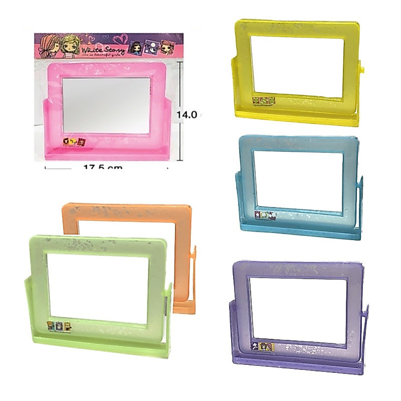 กระจกสี่เหลี่ยมคริสตัลตั้งโต๊ะ มีหลายสี พร้อมส่ง