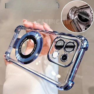 Oppo Reno16 F 5G 2026 หรูหราชุบโปร่งใสสําหรับ OPPO Reno 16 Reno16F Reno16 F 16F OppoReno16F Pro 5G 4G 2026 Magsafe Glitter ขาตั้งแม่เหล็กเคสโทรศัพท์ฝาหลัง