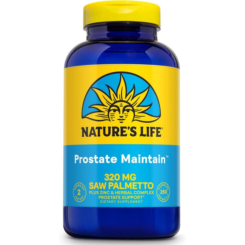 Nature's Life Prostate Maintain - Prostate Support Supplement for Men's Health - Saw Palmetto, Pygeu