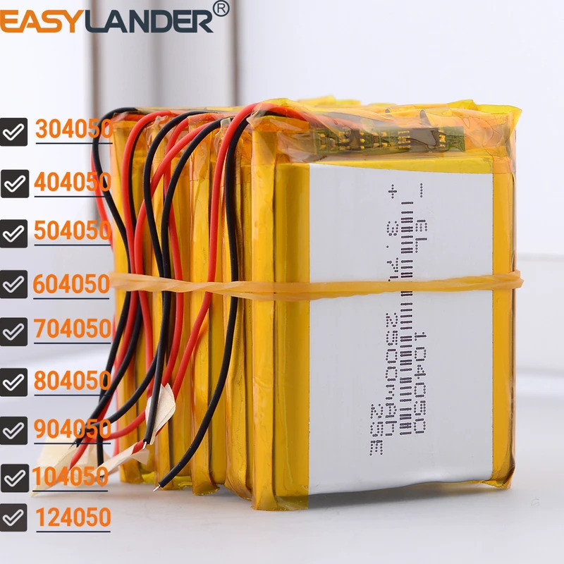 10 ชิ้น/ล็อต 104050 3.7v 2400mAh Li-Polymer Li-ion Battery Lipo 304050 404050 504050 604050 704050 8