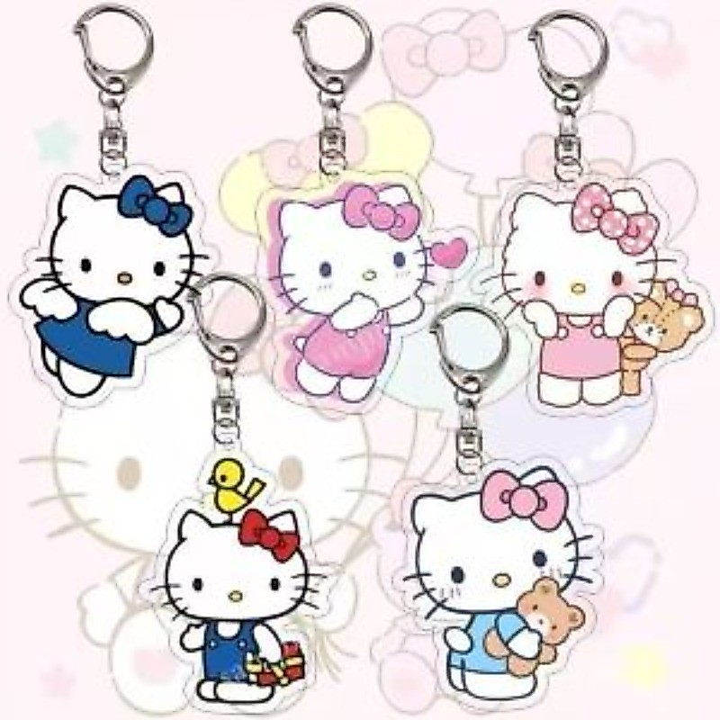 ชุดห้าชิ้นอะคริลิค HelloKitty พวงกุญแจการ์ตูนสินค้าสองด้านความละเอียดสูงกระเป๋านักเรียนกระเป๋าเป้สะพายหลังน่ารักเครื่องประดับ