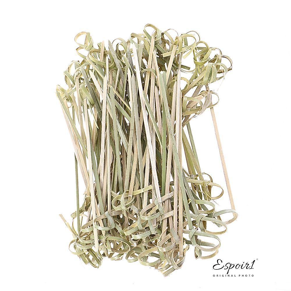 ESPOIR1 100 ชิ้นไม้ไผ่ Knot Skewers Bar เครื่องมือทิ้ง Barbeque ส้อมผลไม้