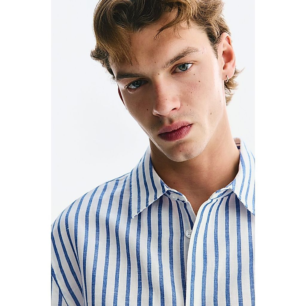 H&M(เอชแอนด์เอ็ม) เสื้อเชิ้ตแขนสั้นผสมผ้าลินินทรงสบาย ผู้ชาย 1342782_2