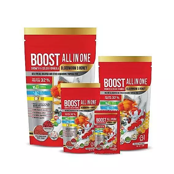BOOST ALL IN ONE Bloodworm & Honey อาหารปลาผสมหนอนแดงและน้ำผึ้ง (เม็ดลอย) สำหรับปลาสวยงามทั่วไป