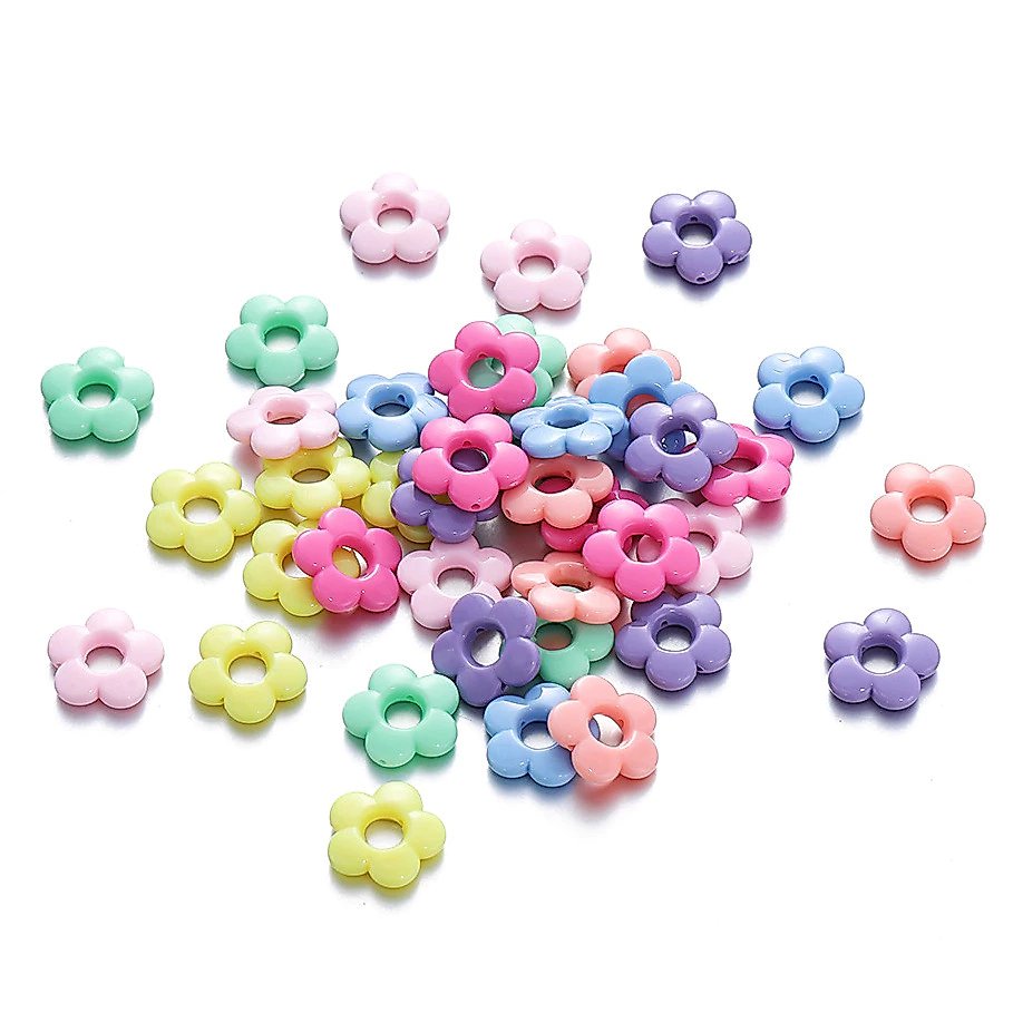 20-40ชิ้น ลูกปัดดอกไม้ 5 กลีบ (19mm) อะคริลิคฉลุลาย สีพาสเทล สำหรับร้อยสร้อยข้อมือ DIY เครื่องประดับน่ารัก