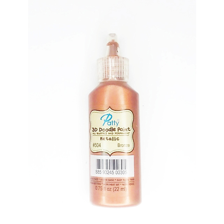 สีเพ้นท์ผ้ากาวร่างเส้น 3 มิติเส้นนูน สีทองสัมฤทธิ์ เมทัลลิค 01-D504 Patty 3d doodle fabric paint (bronze metallic)