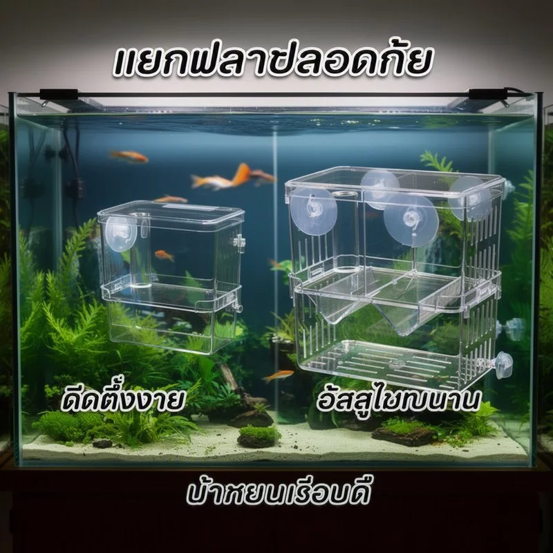 กล่องแยกปลา ตู้เพาะพันธุ์ปลา 2 ช่อง วัสดุใส thumbnail 3