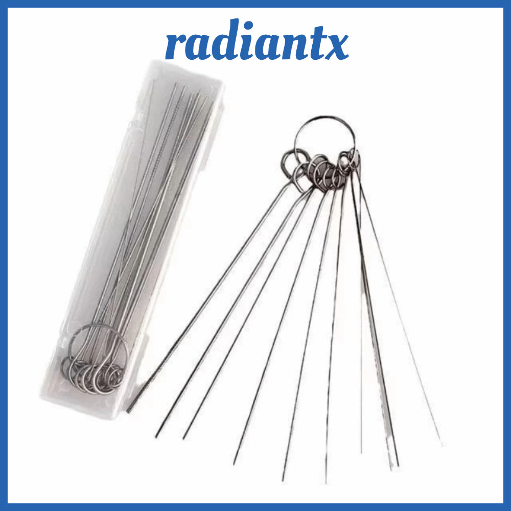 RADIANTX 10 ชิ้น/กล่องสแตนเลสเข็มแปรงชุด, 0.4-1.6 มม.ตัดเชื่อมสแตนเลสผ่าน-เข็ม, เครื่องมือทําความสะอาดฝักบัวหัว Dredge เชื่อมซ่อมเครื่องมือ