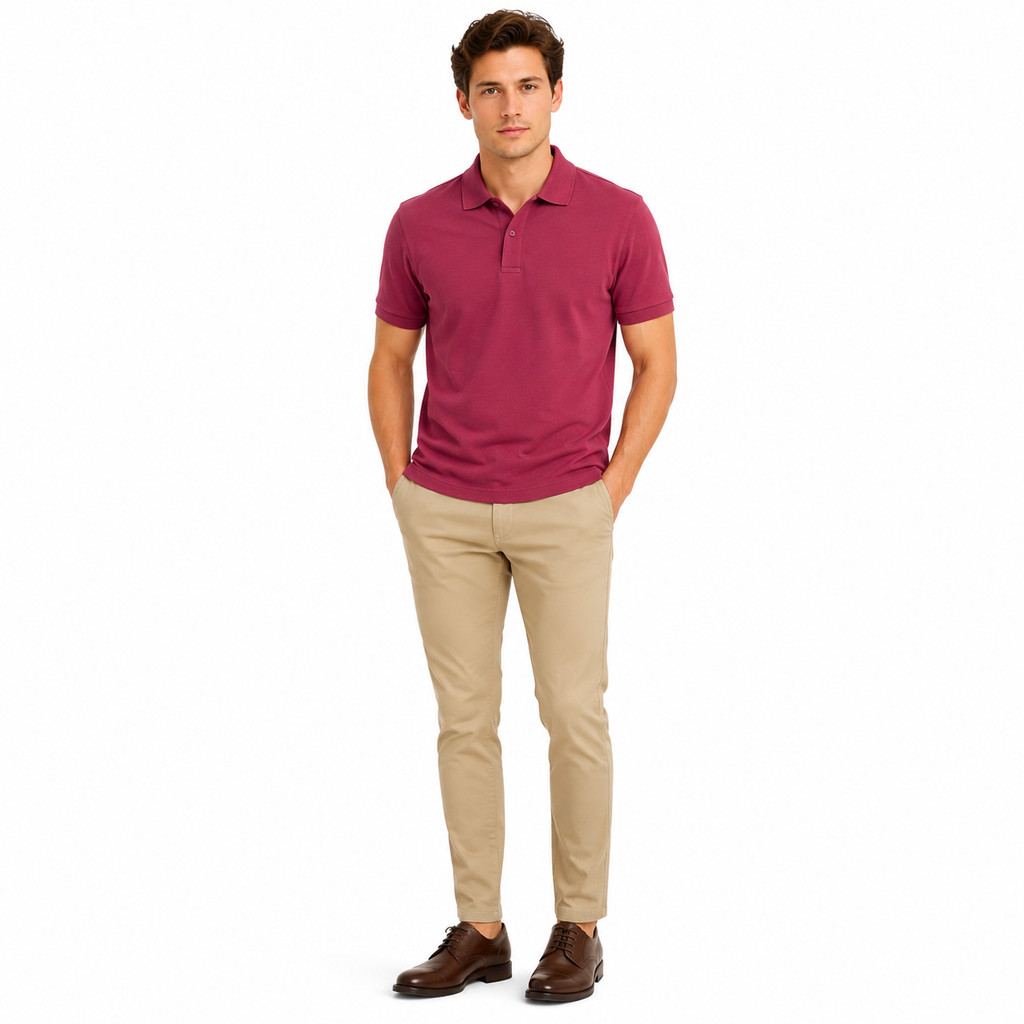 Baverre by Hassenda - เสื้อโปโลธรรมดาสําหรับผู้ชาย Denver พร้อมคอปก แขนสั้น Maroon VPG81222MRN