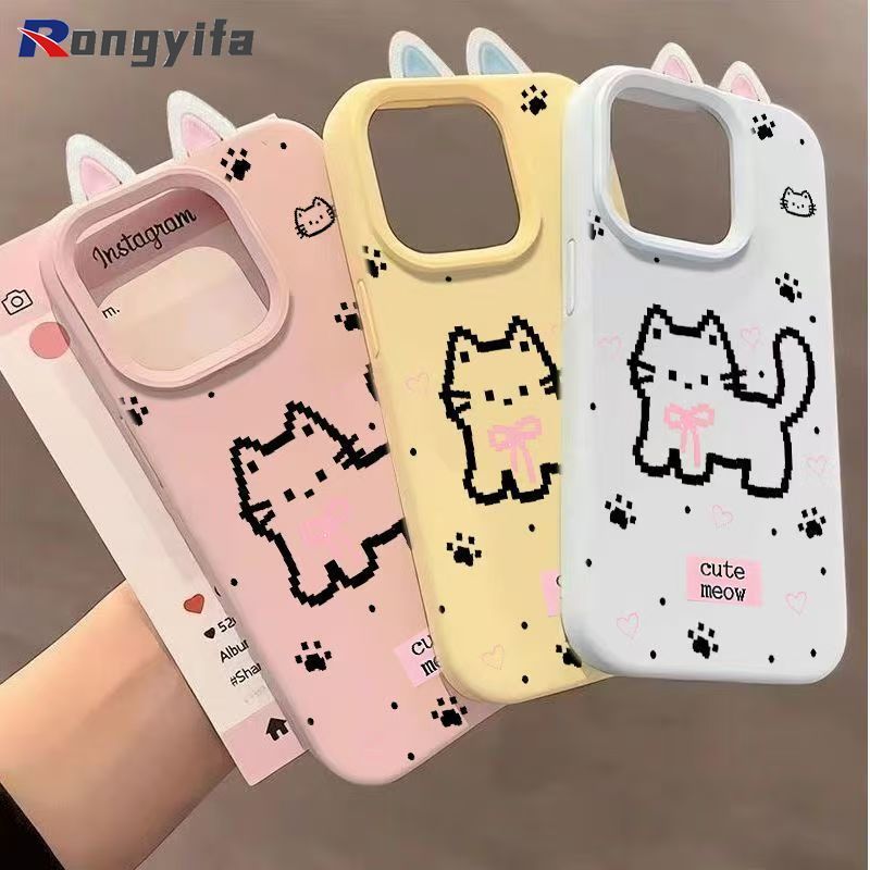 หูแมวน่ารักเคสโทรศัพท์สําหรับXiaomi 17T Pro 17 Max Poco X8 X7 F7 Pro Max Redmi K90 K60 Ultra Turbo 5 Max 4 Pro 5Gสีลูกกวาดปลอกการ์ตูนCat Paw Simple Matteนุ่มปกหลัง