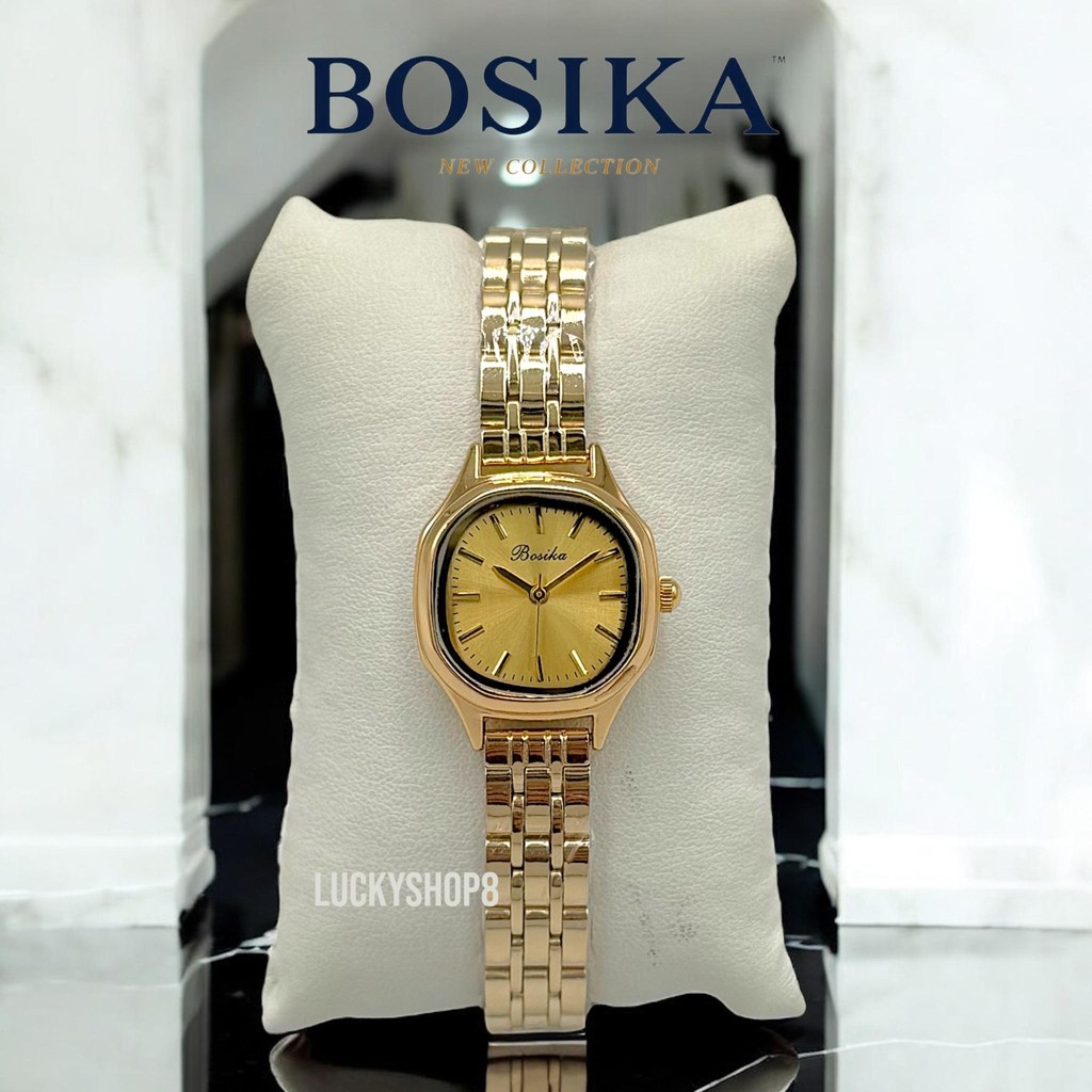 (L72) นาฬิกาข้อมือหญิง BOSIKA นาฬิการุ่นใหม่ หน้าปัดกลม เล็ก ประดับเพชร สวยหรู คลาสสิค สินค้าแท้ 100% สินค้า