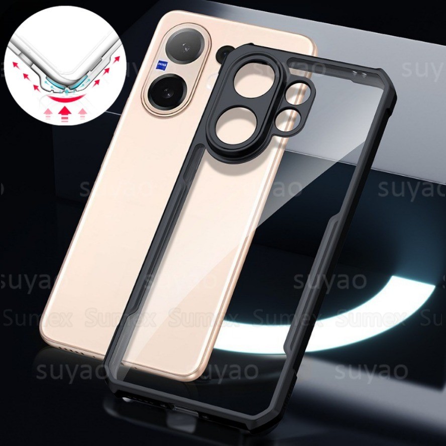 สําหรับVivo V60 V2511 5Gเคสโทรศัพท์ใสเกราะอะคริลิคปลอกกันกระแทกกล้องเลนส์ป้องกันซิลิโคนนุ่มปกหลังViv