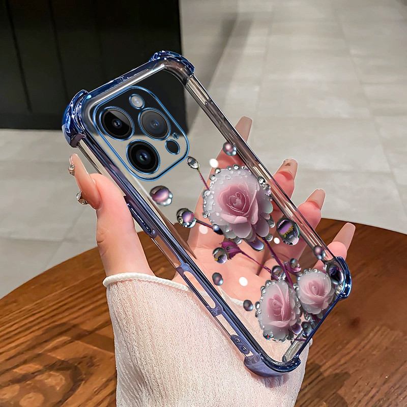 เคสสําหรับRealme 15 PRO 5Gเคสโทรศัพท์ดอกไม้สีชมพูBudสี่มุมซิลิโคนTPUโปร่งใสSoft shell ﻿ดีซ - รูปที่ 2