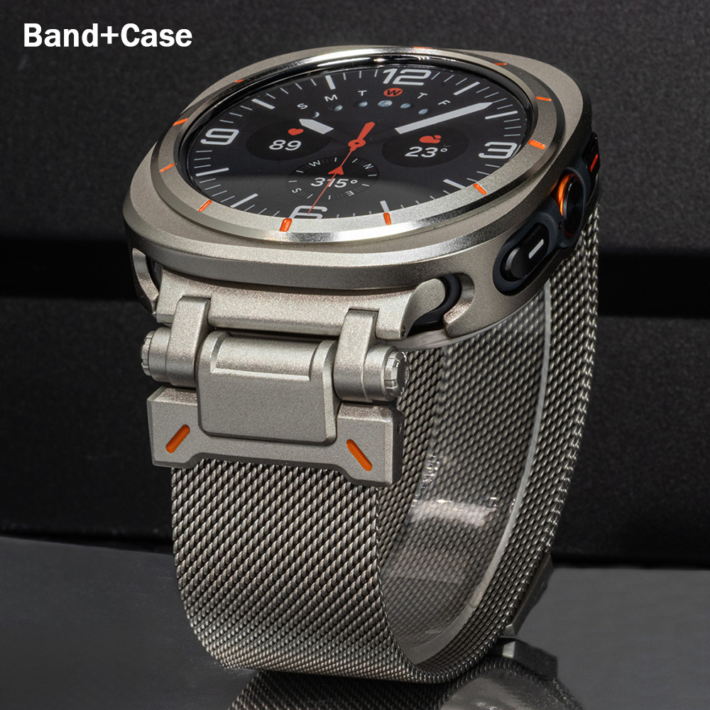 เคสโลหะ + สายสําหรับ Samsung Galaxy Watch Ultra 47mm Milanese Loop สายรัดข้อมือแม่เหล็กสําหรับ Galax