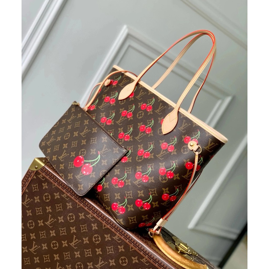 LV Cherry Series Takashi Murakami Collaboration Neverfull Medium Tote Bag