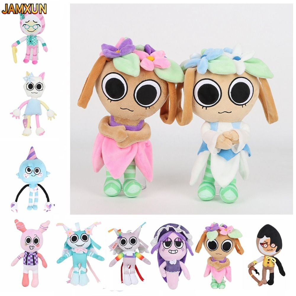 JAMXUN Dandys World Plush Belle ตะกร้า Bassie ของเล่นตุ๊กตาภาพยนตร์ตุ๊กตาสัตว์น่ารักอะนิเมะ Pebble ต