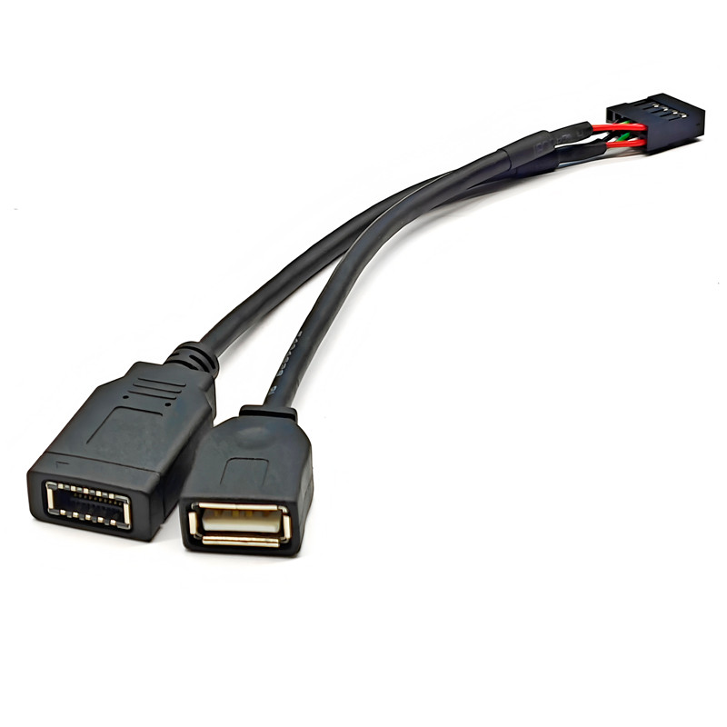 USB2.0 9Pin to TYPE-E + USB2.0 หญิงสายเชื่อมต่อ TYPE-E A-Key to USB แผงด้านหน้า TYPE-C 480Mbps สําหรับเมนบอร์ด Riser สาย
