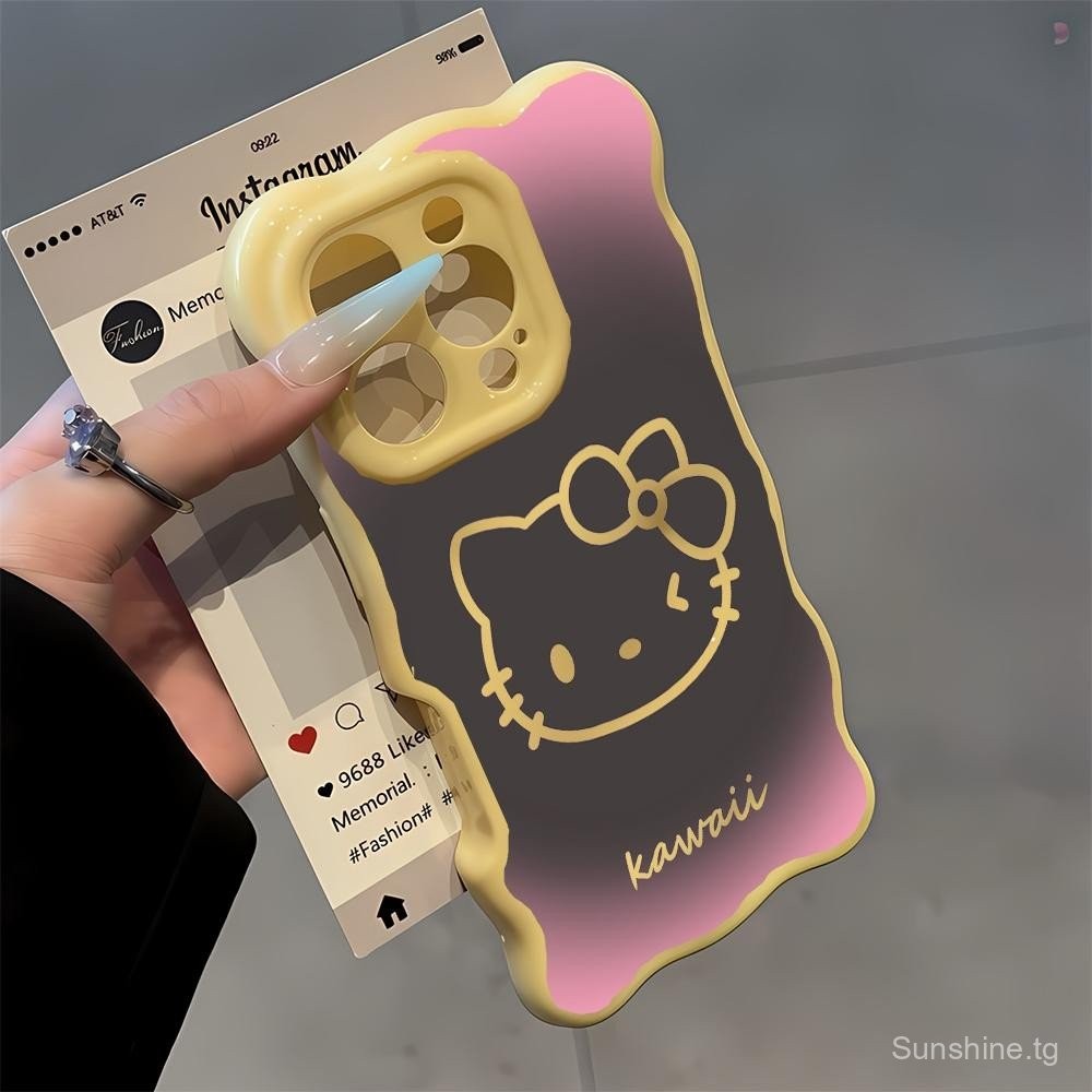 รูปแบบการ์ตูน KT สไตล์เฉียงสําหรับ iPhone 16 12 15 14 13 11 14PRO 12PRO 13PROMAX 11PROMAX 16PROMAX 1