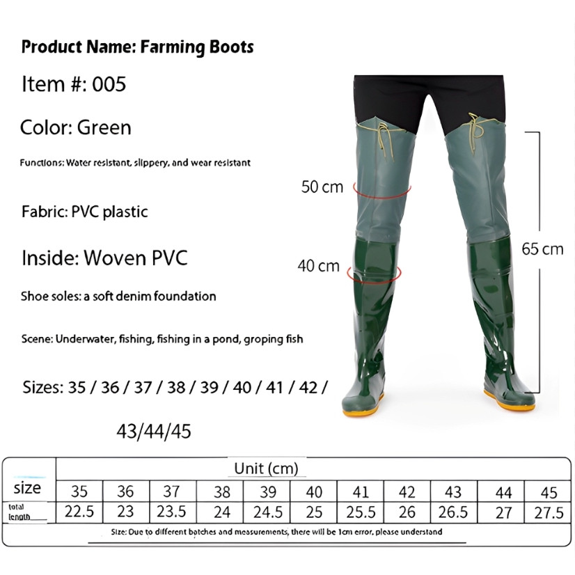 กางเกงลุยน้ำกันลื่น รองเท้าบู๊ทกันฝนสำหรับตกปลา เหมาะสำหรับการทำไร่และทำงานในนาข้าว - รูปที่ 6