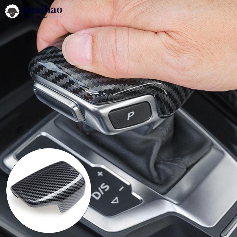 HUAIHAO คาร์บอนไฟเบอร์เกียร์ Shift Knob Handle Trim สติกเกอร์ Fit สําหรับ Audi A3 S3 A3L/A4L/A6L/Q2L